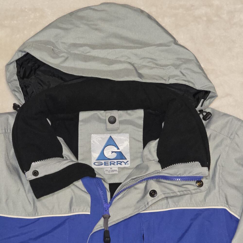 Vintage Gerry Ski Jacket Men’s Medium Blue Gray Hooded 90s Y2K Snowboarding Coat - Picture 5 of 16